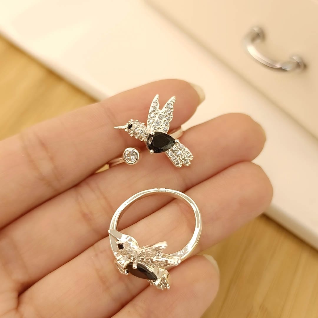 Anillo Falange Colibrí - Negro 🖤