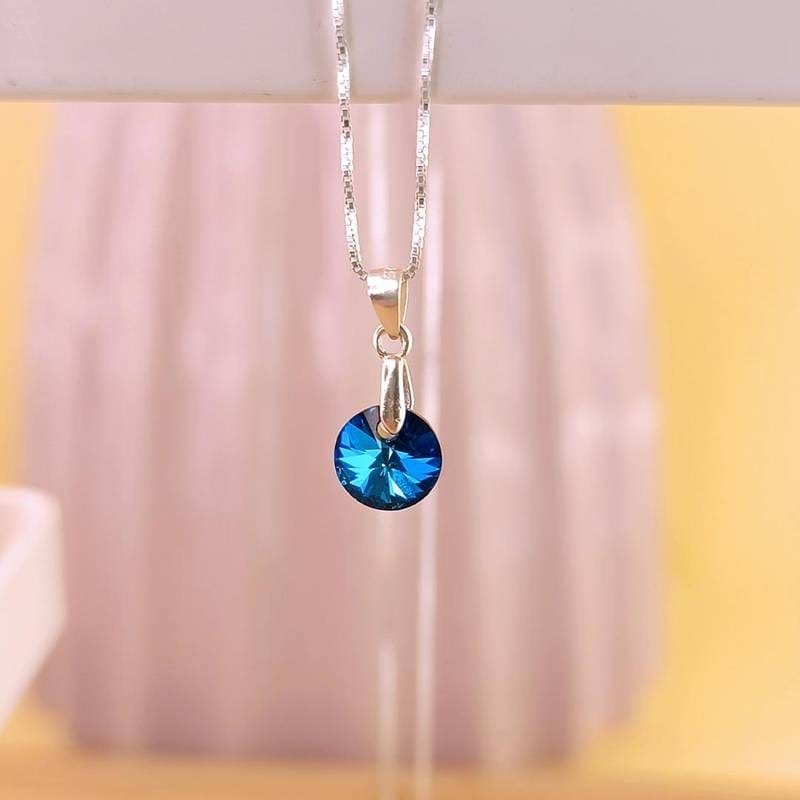 Collar Círculo Símil Swarovski 🔵 Turquesa