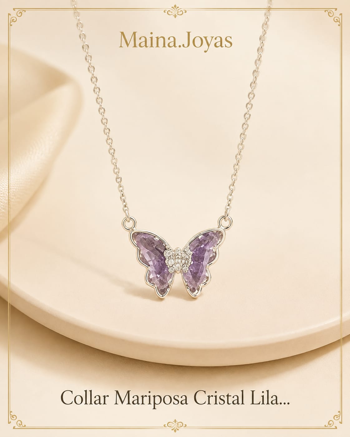 Collar Mariposa Cristal Lila 🟣 🦋