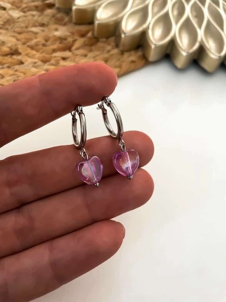 Aros Heart Violeta 💜 / Rosa / Blanco