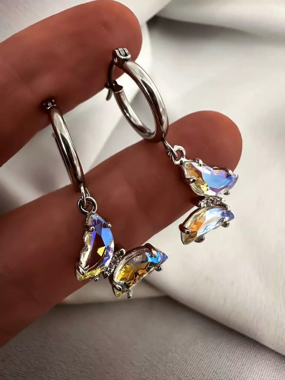 Aros 🦋 Cristal Tornasol ✨