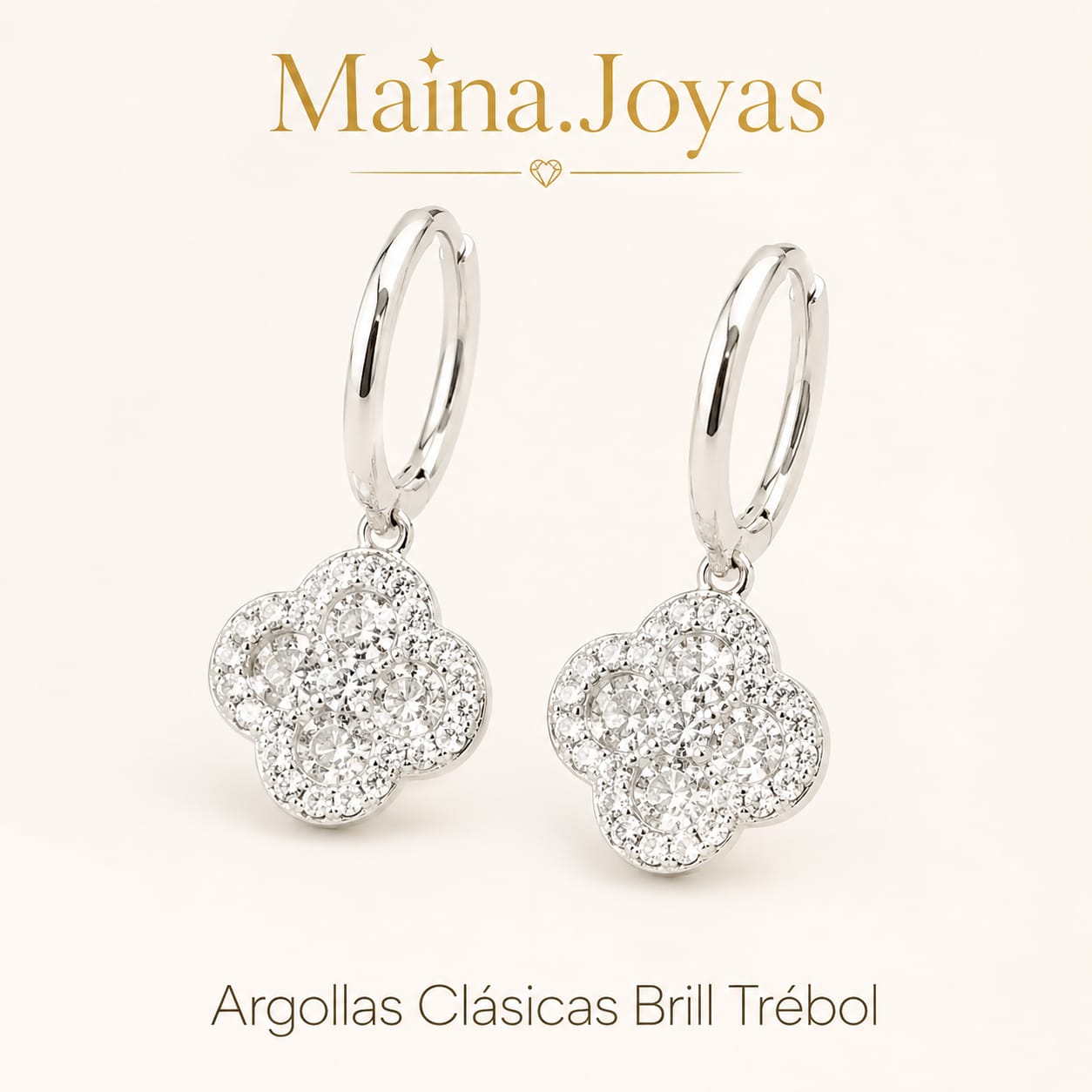 Argollas Clásicas Brill Trébol 🍀 Blanco