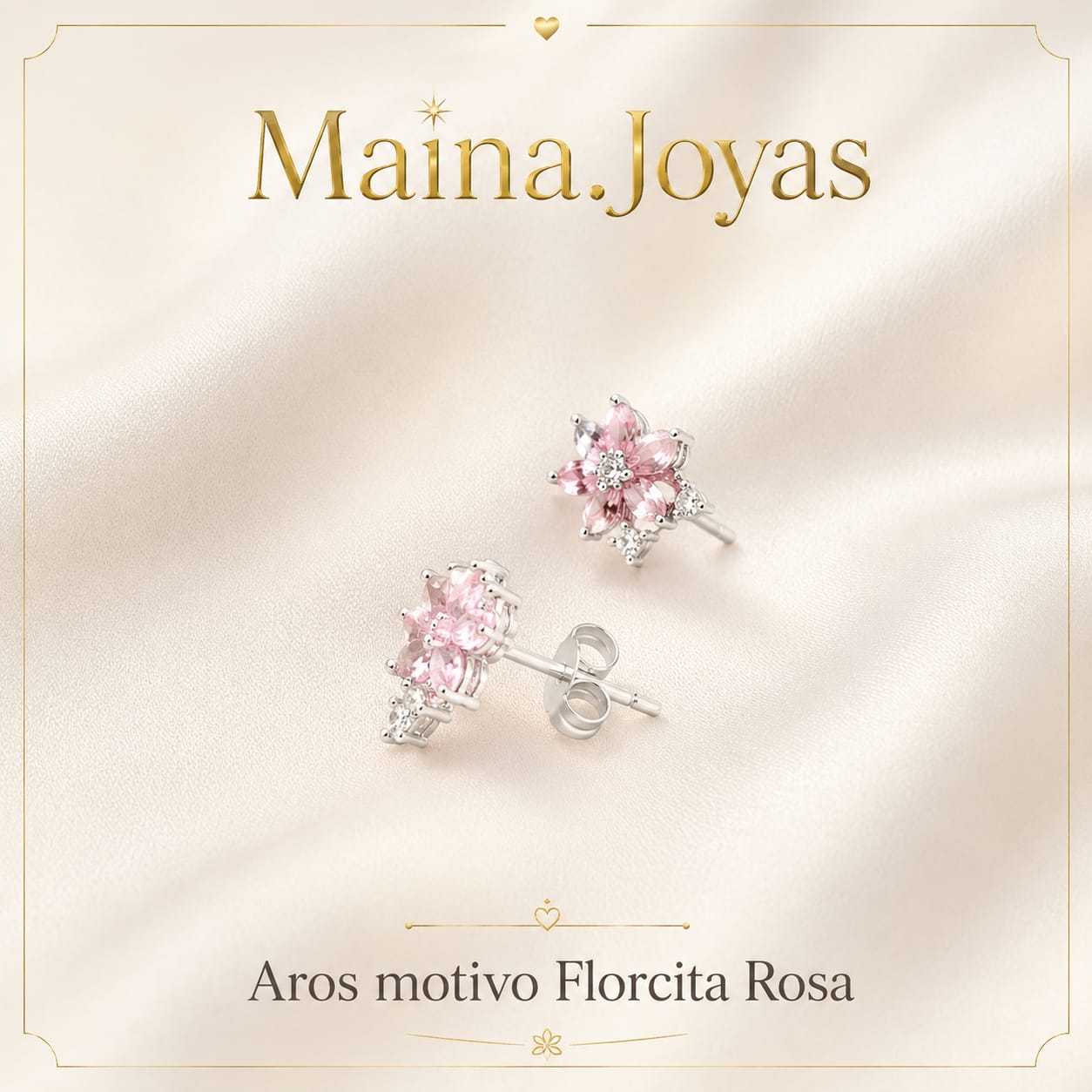 Aros motivo Florcita 🌸 Rosa