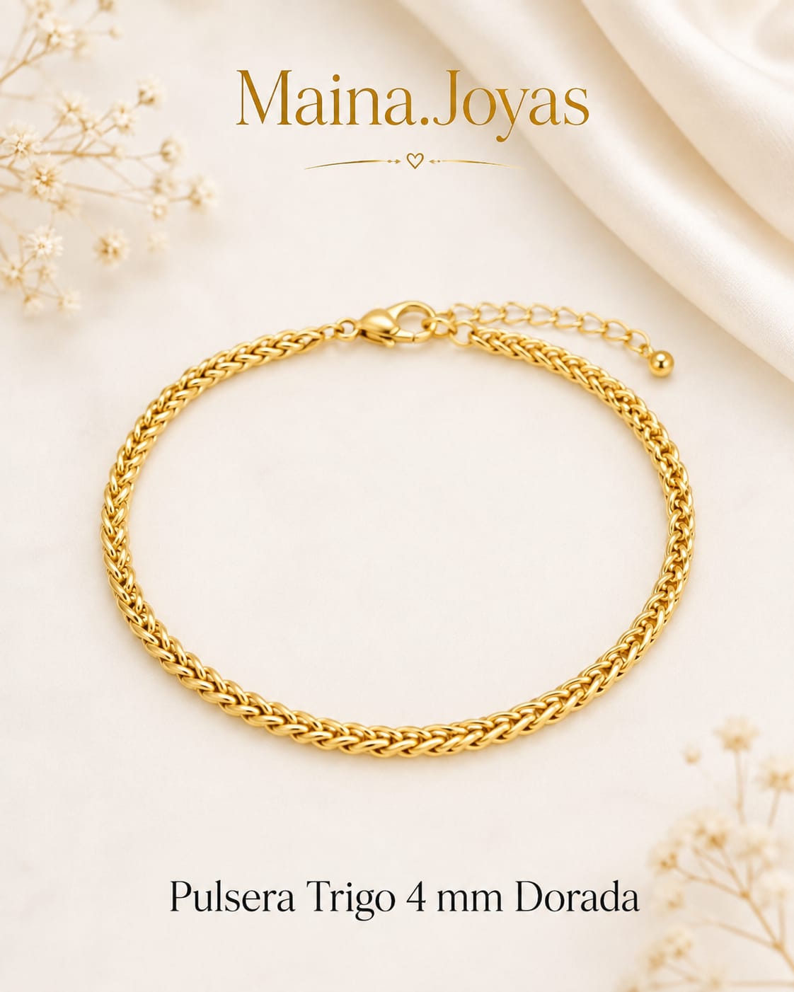 Pulsera Dorada Trigo 4mm