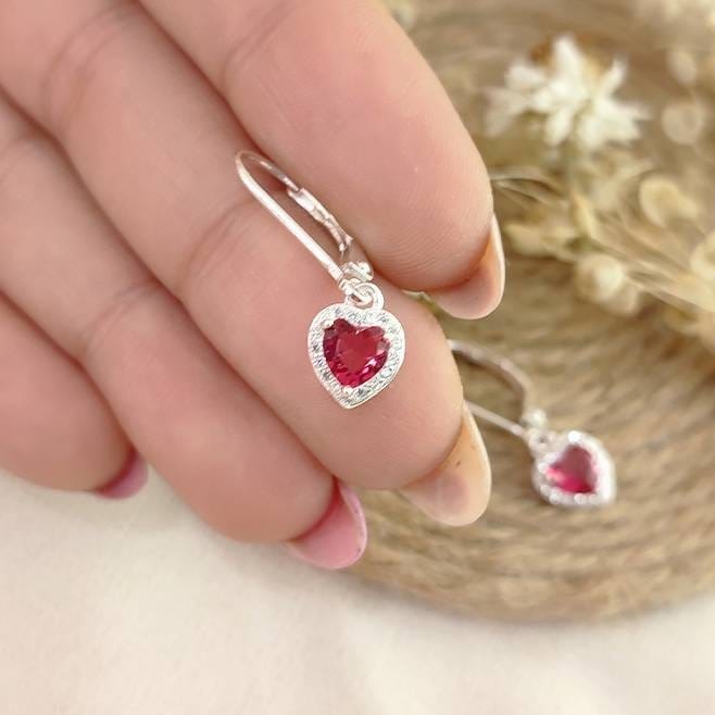 Aros Colgante Danica Corazón 💖 Fucsia