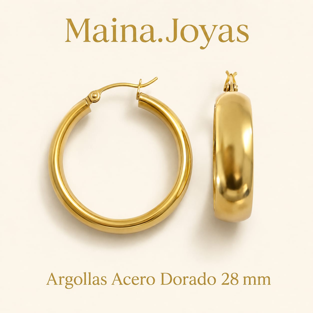 Argollas Acero Dorado 28 mm ✨