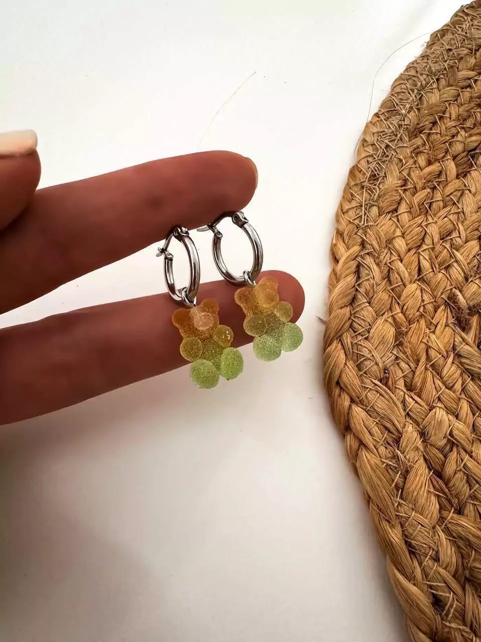Par Aros Gummy Azucarados Verde 💚 / Rosados  💖