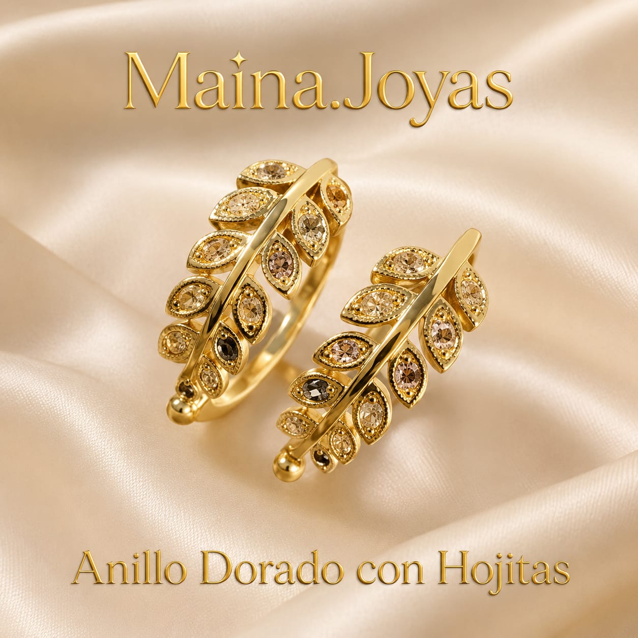 Anillo Dorado con Hojitas 🌿 Coloridas 🌈