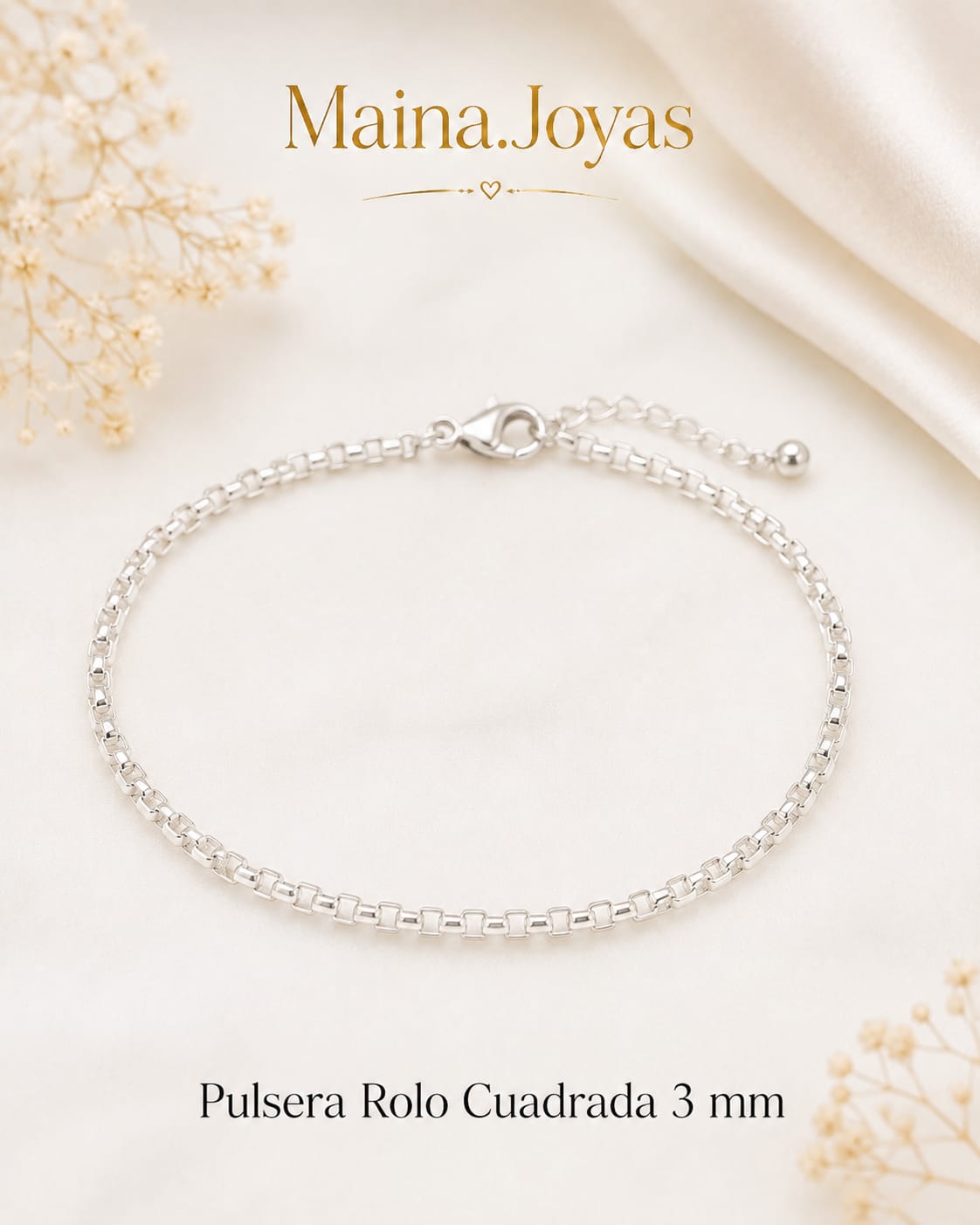 Pulsera Rolo cuadrada 3mm