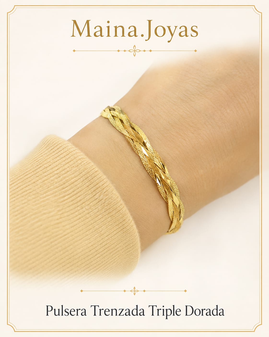 Pulsera Dorada Trenzada Triple