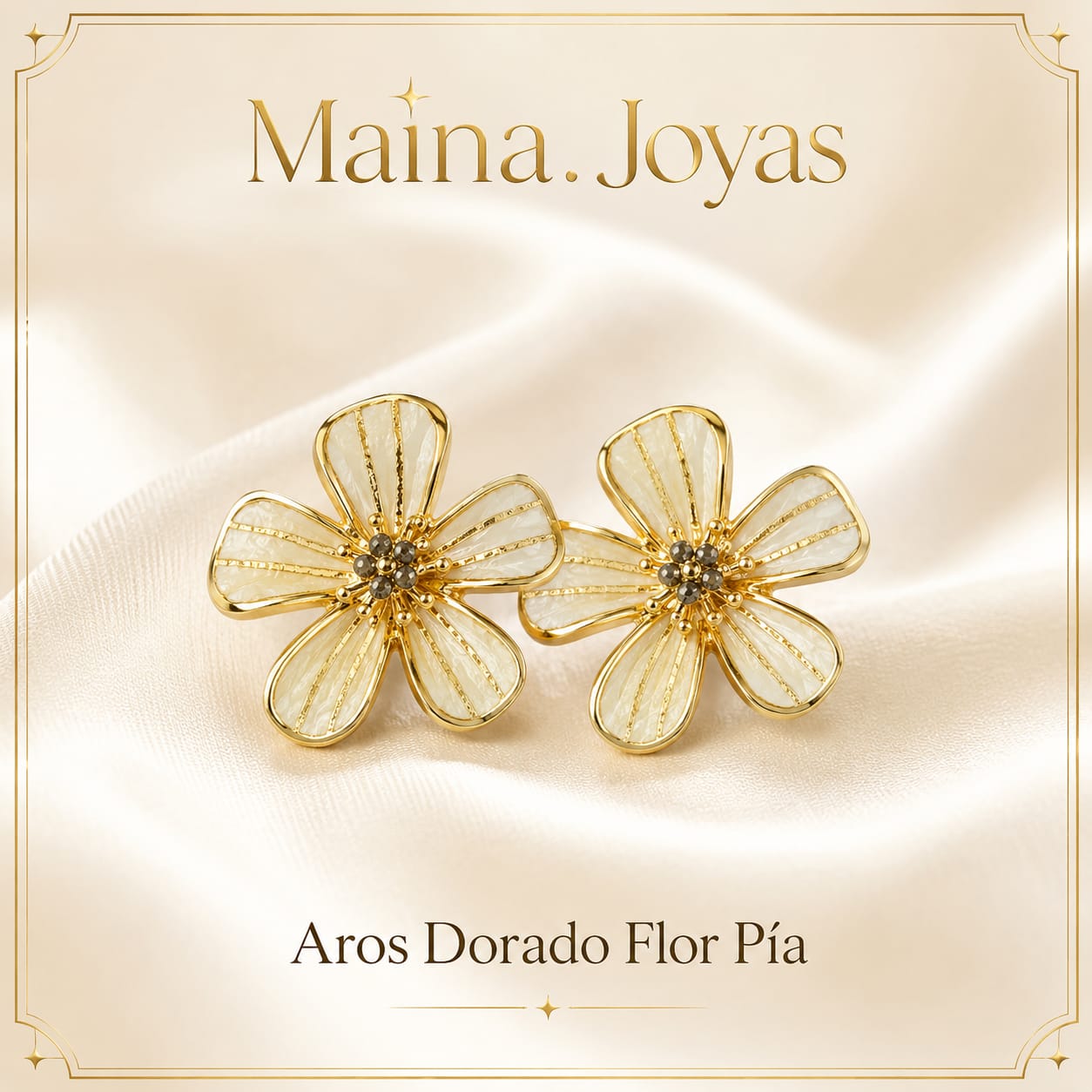 Aros Dorado Flor Pía 🌸