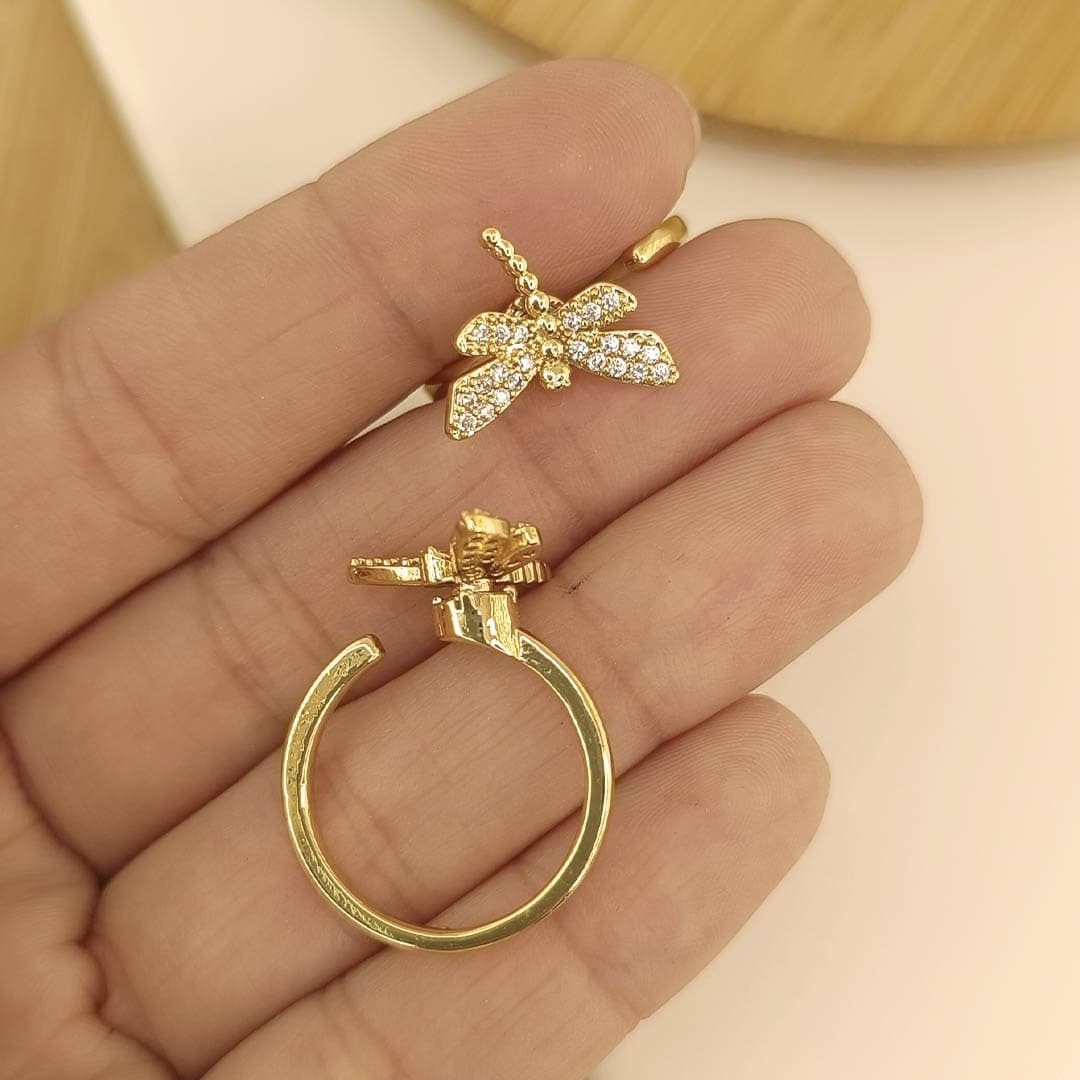 Anillo Dorado Falange Giratorio Libélula ✨