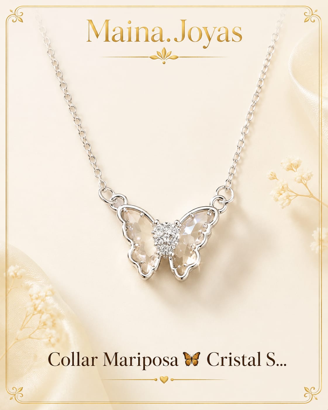 Collar Mariposa 🦋 Cristal Salmón
