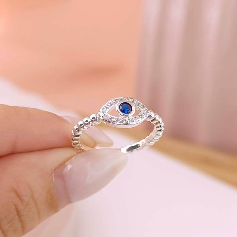 Anillo Ojo piedra Azul en el Centro 🔵