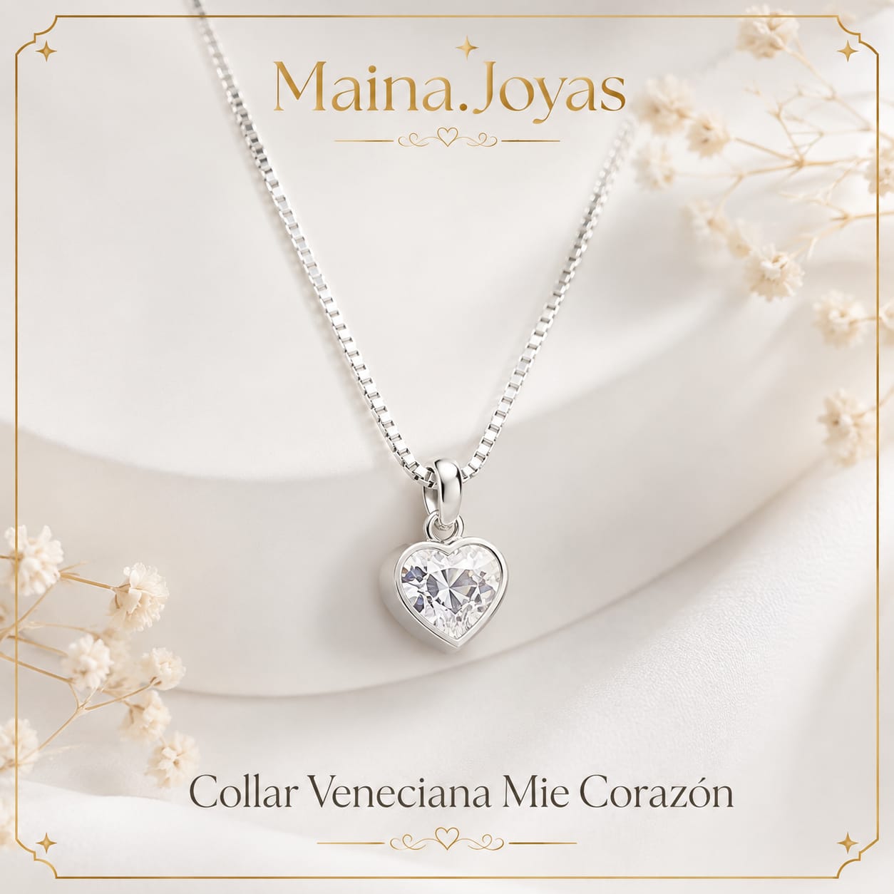 Collar Veneciana Mie corazón blanco