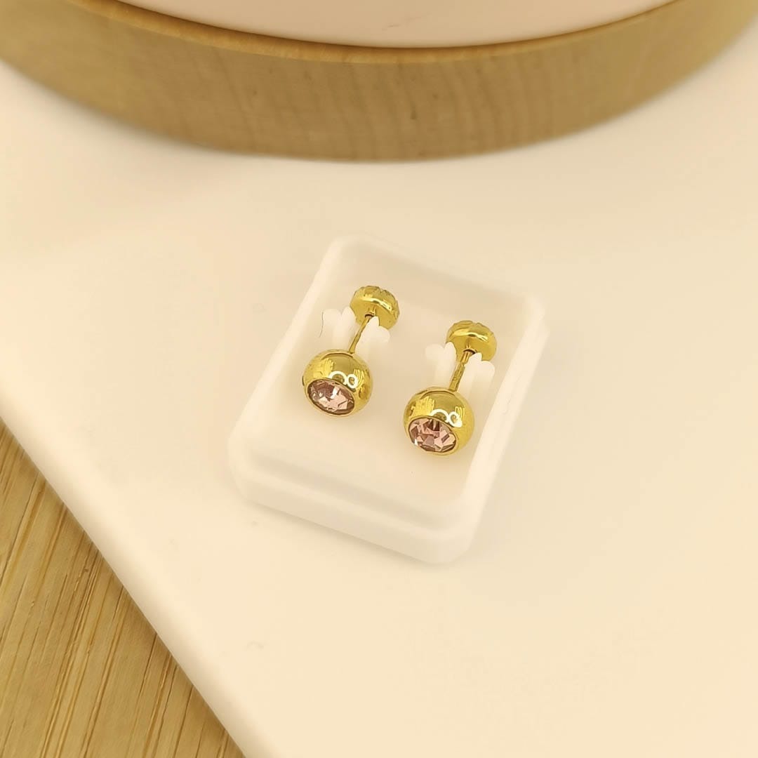 Abridor Dorado Círculo Piedra Rosada