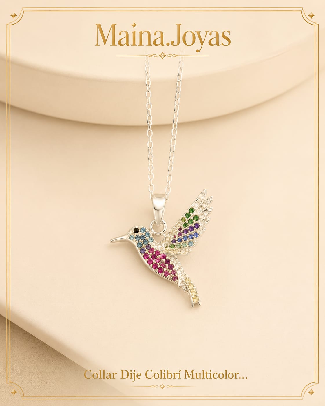 Collar Dije Colibrí Multicolor 🌈