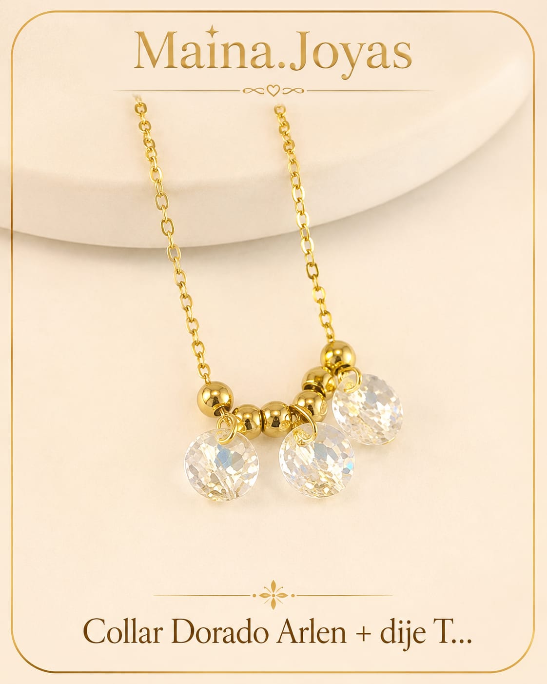 Collar Dorado Arlen + dije Triple Círculo Tornasol