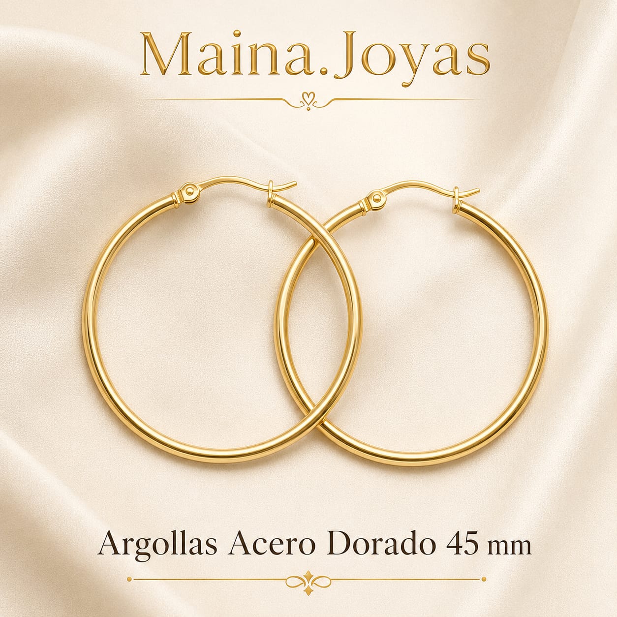 Argollas Acero Dorado 45 mm ✨