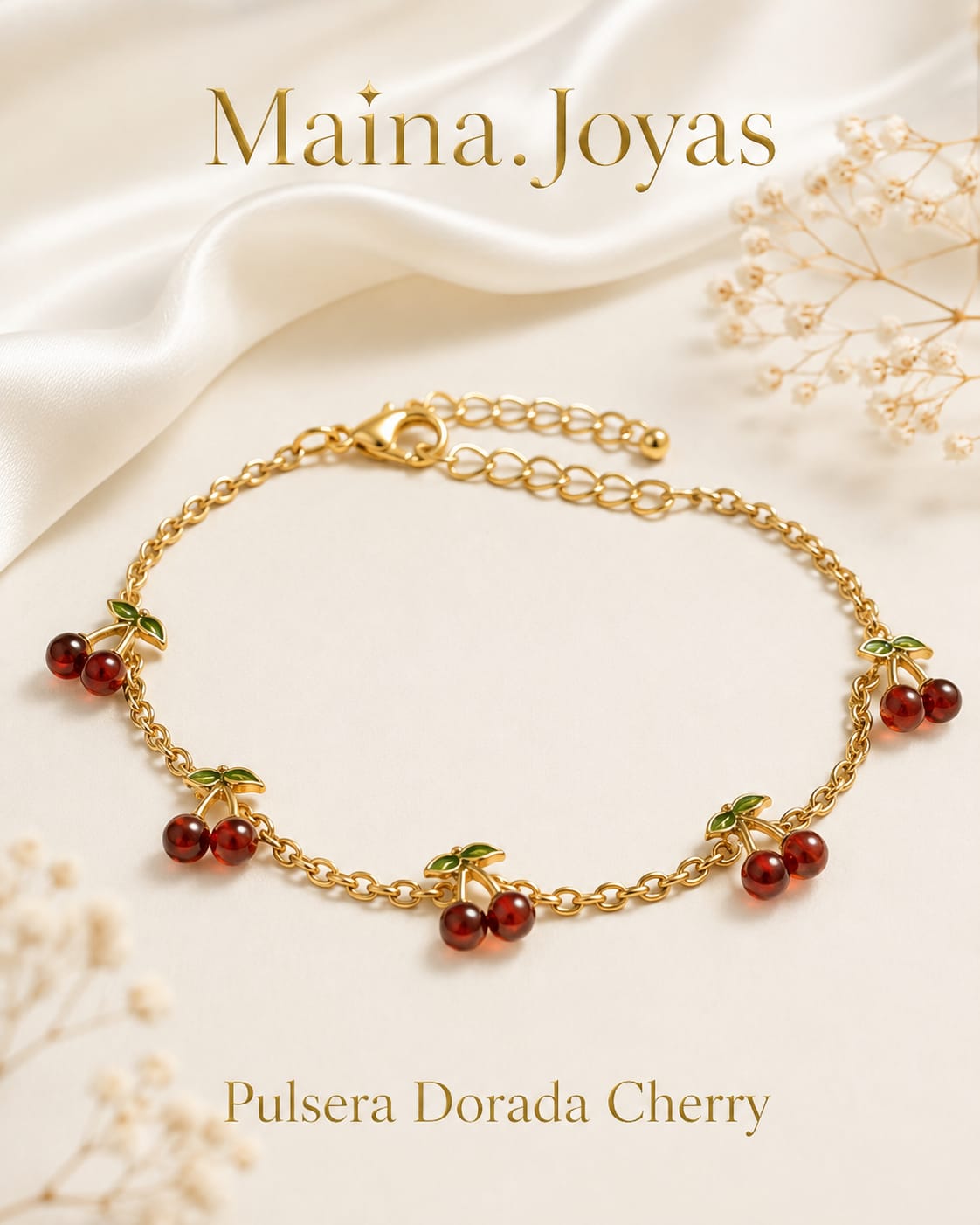 Pulsera Dorada Cherry