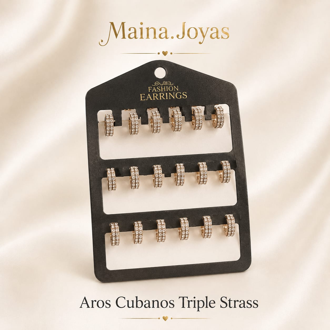 Aros Cubanos Triple Strass ✨