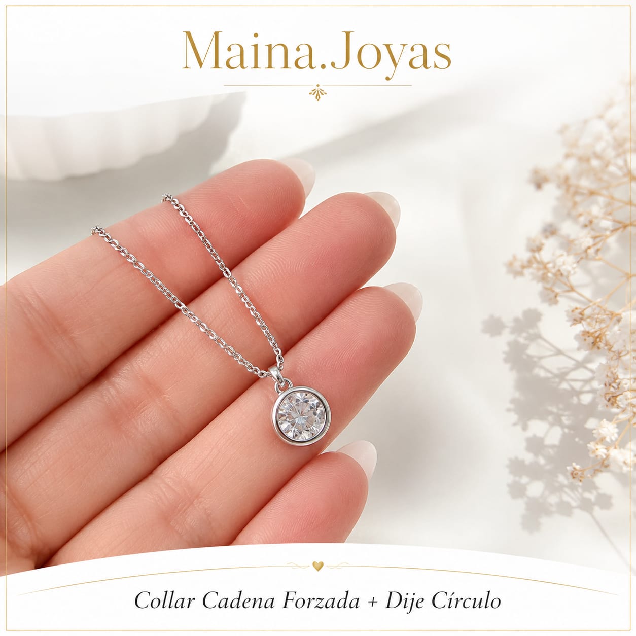 Collar Cadena Forzada + Dije Círculo ⚪ en el medio