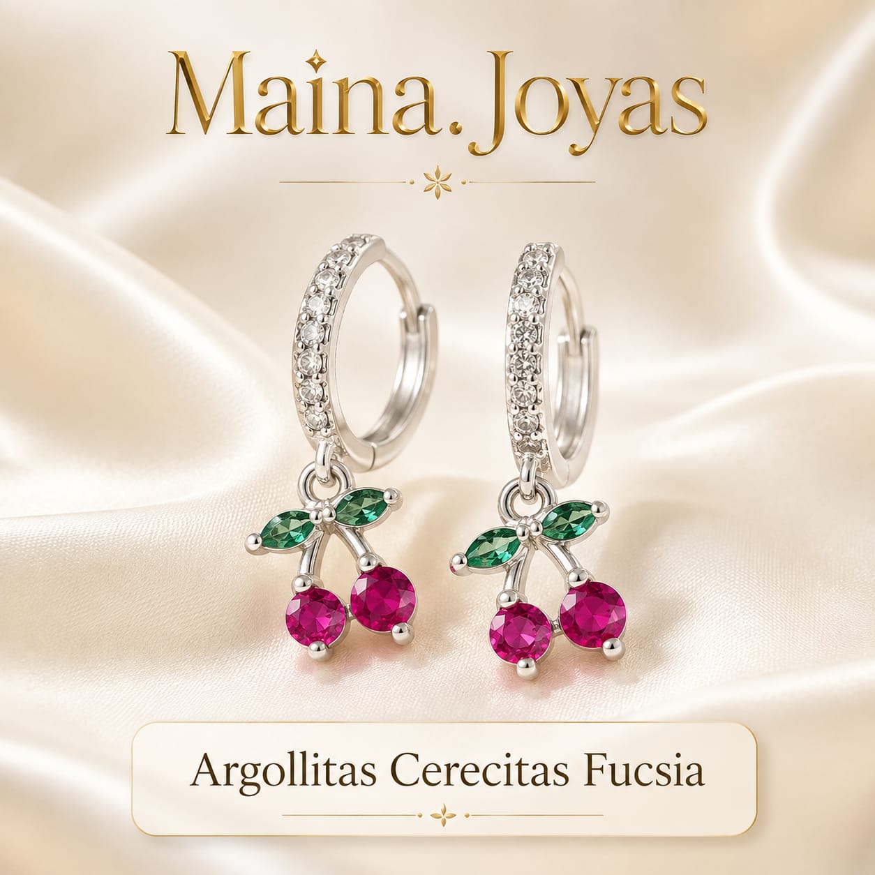 Argollitas Cerecitas 🍒 Fucsia