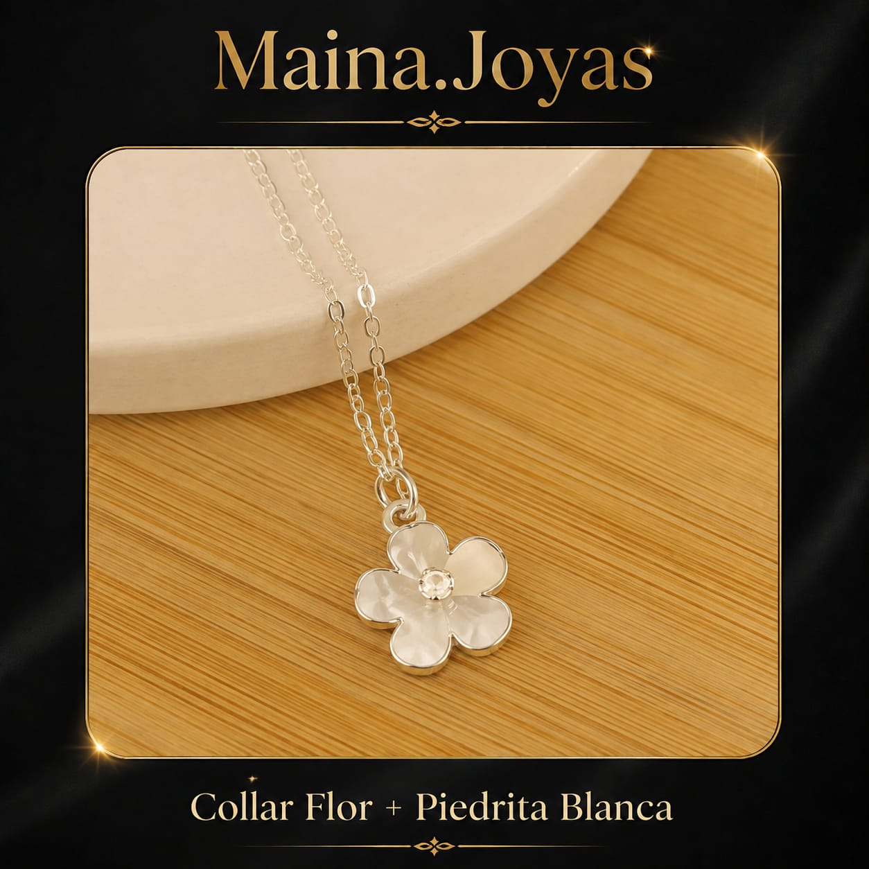 Collar Flor 🌸 + Piedrita Blanca ⚪