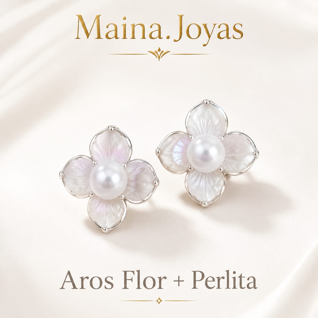 Aros Flor 🌸+ Perlita - Detalle Lila