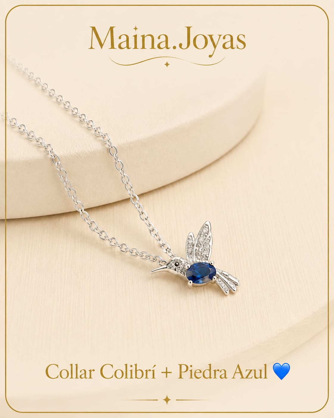 Collar Colibrí + Piedra Azul 💙