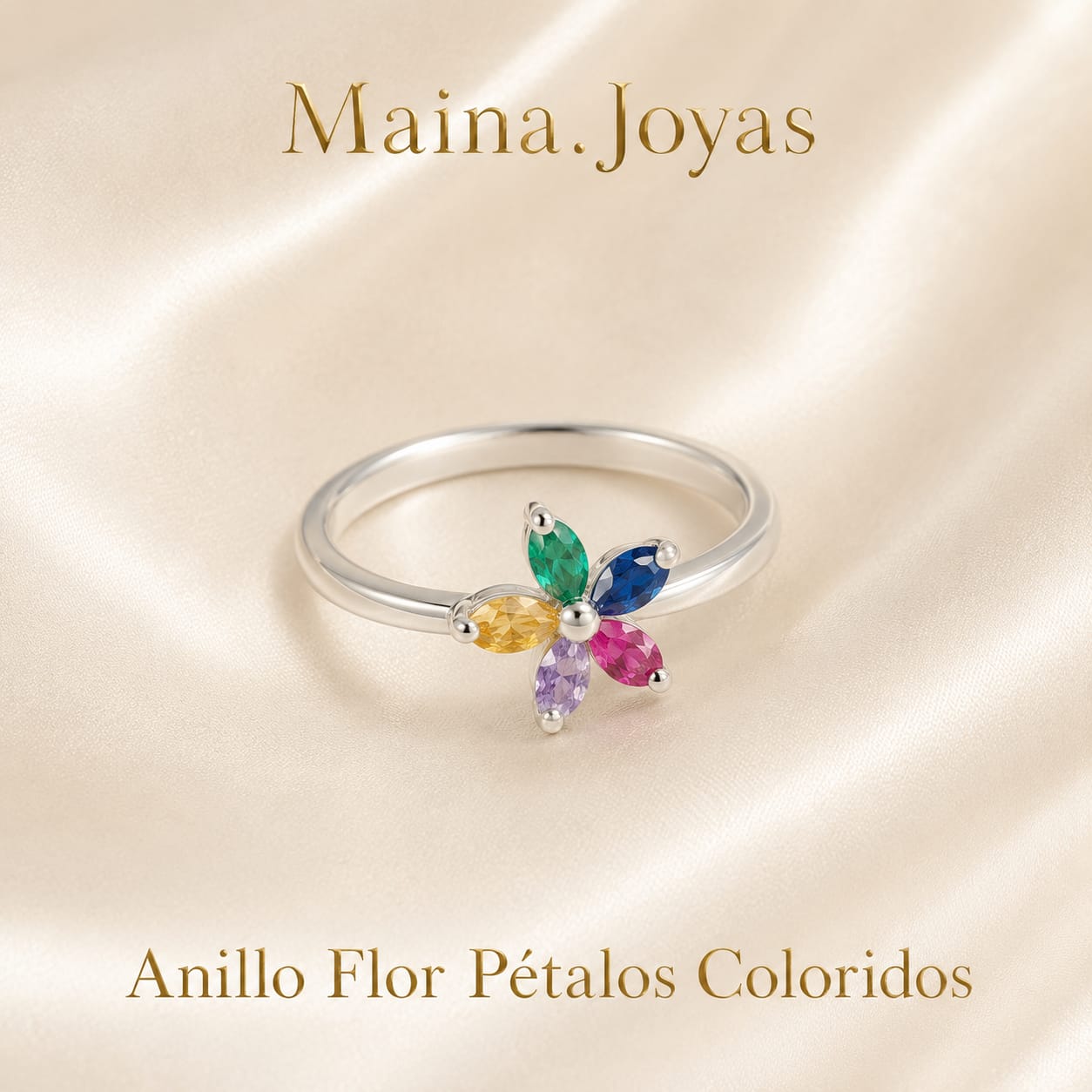 Anillo Flor Pétalos Coloridos 🌸🌈