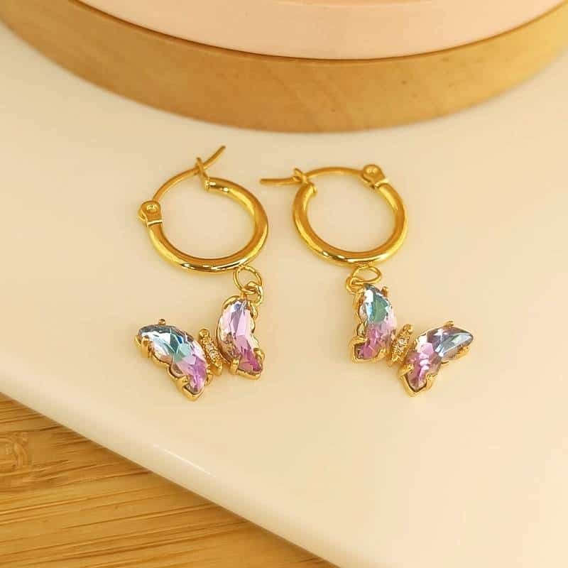 Argollas Mariposa 🦋 Cristal Violeta Celeste