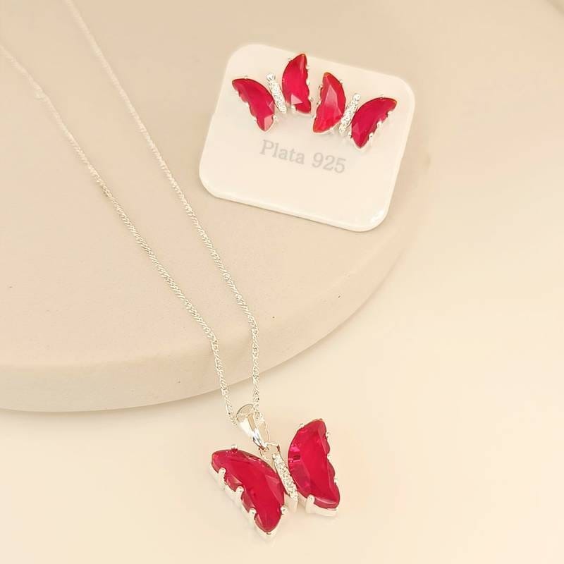 Conjunto c/Cadena Veneciana + Mariposa 🦋 Roja