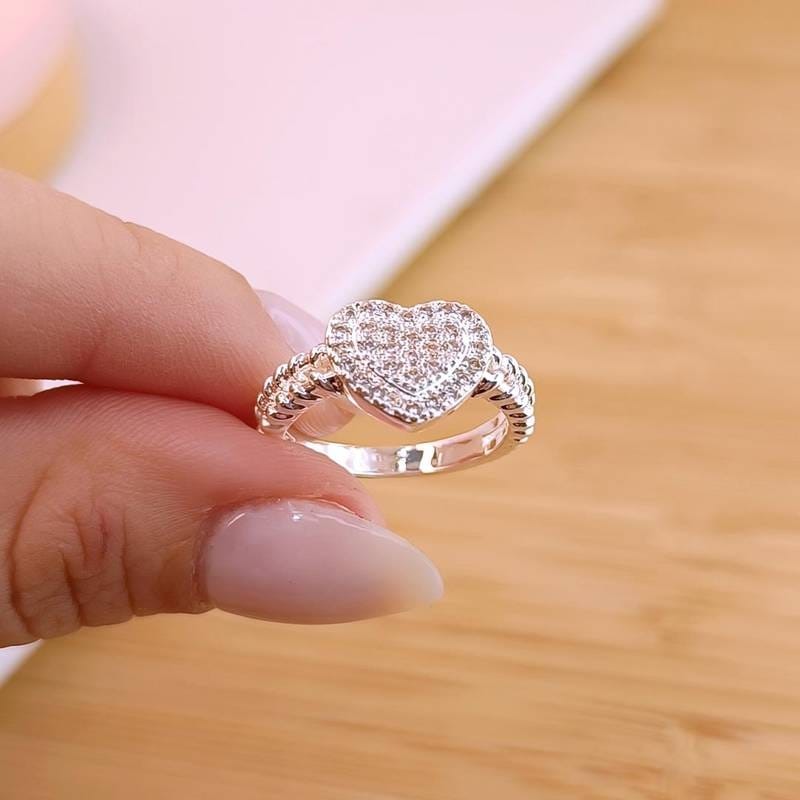 Anillo Corazón 🤍 c/Piedritas ✨
