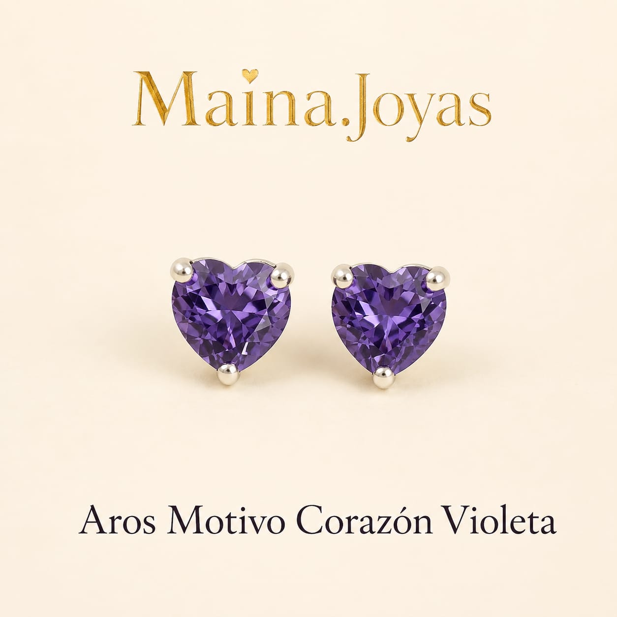 Aros Motivo Corazón Violeta 💜