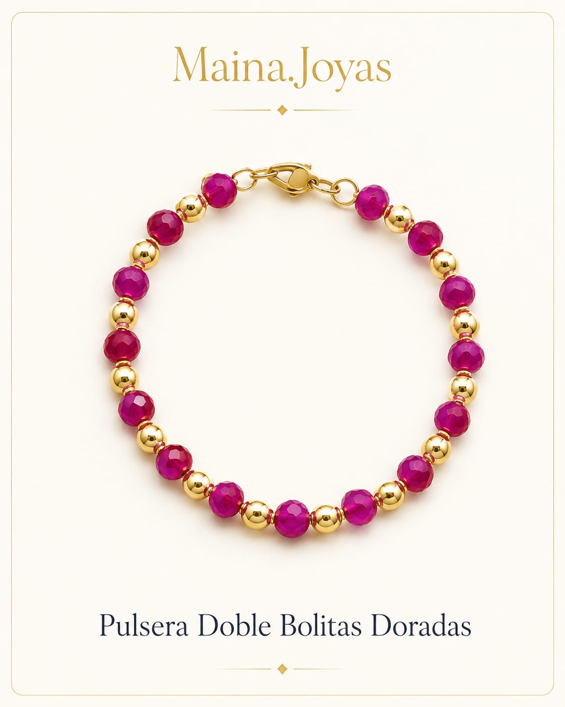 Pulsera Dorada bolitas doradas + bolitas violeta