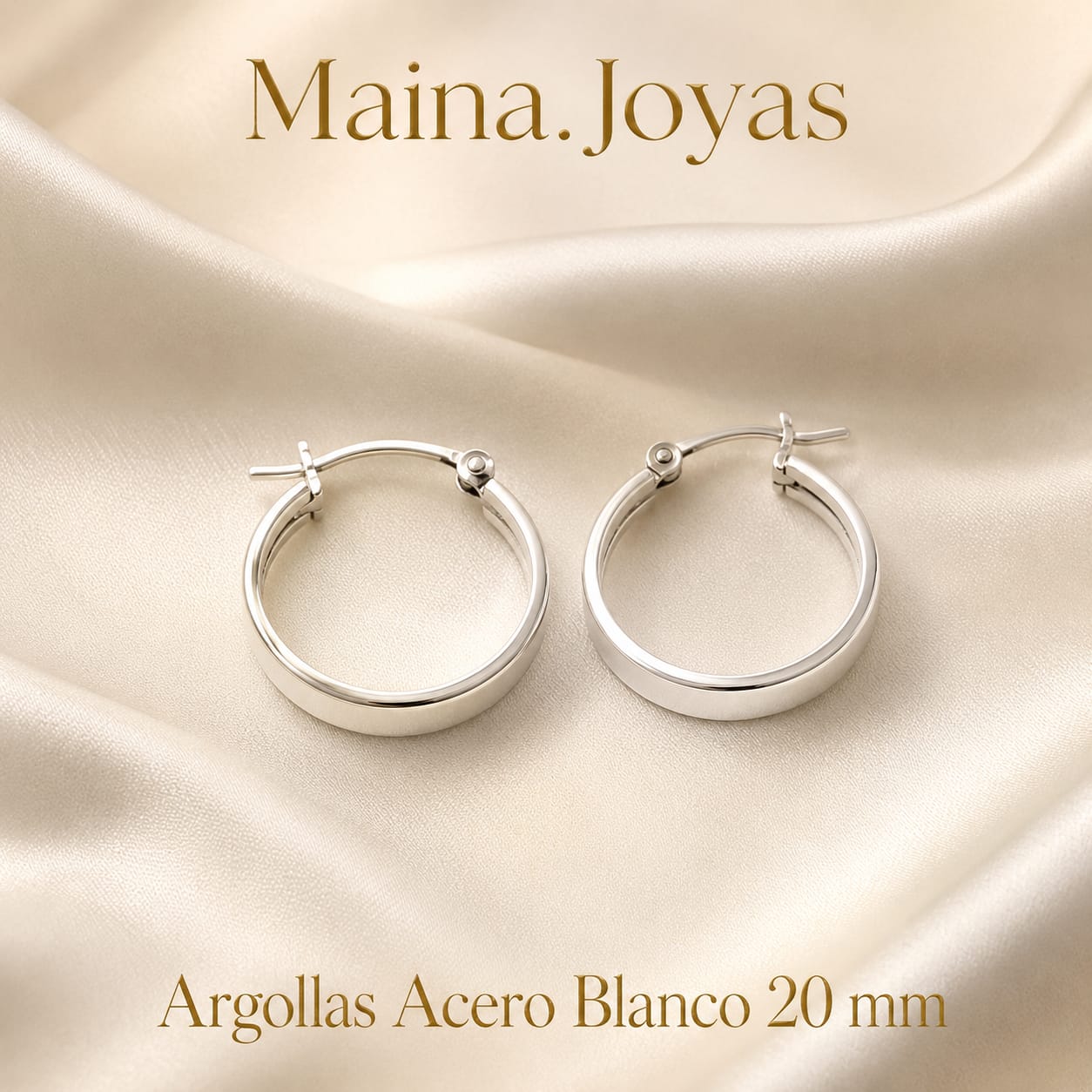 Argollas Acero Blanco 20 mm ✨