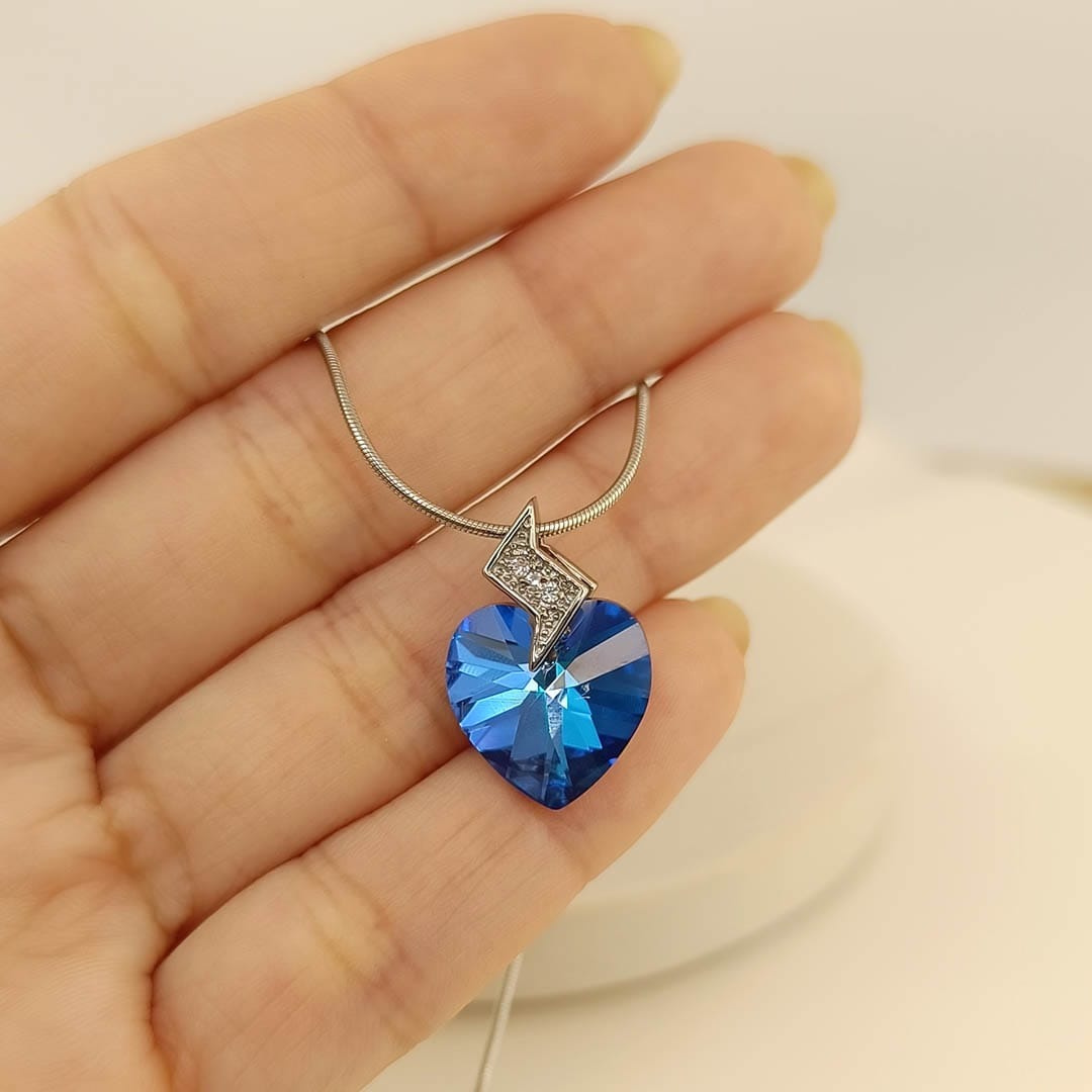 Cadena Cola de Ratón + Corazón Azul 💙 y Rayo ⚡