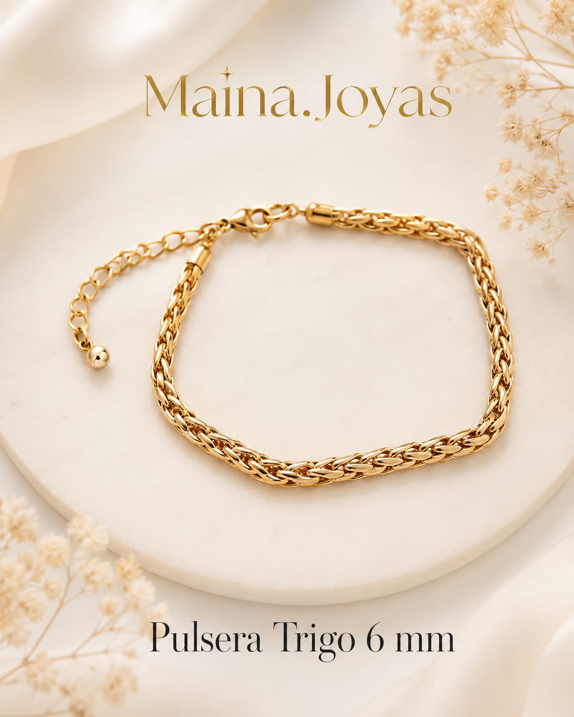 Pulsera Dorada Trigo 6mm