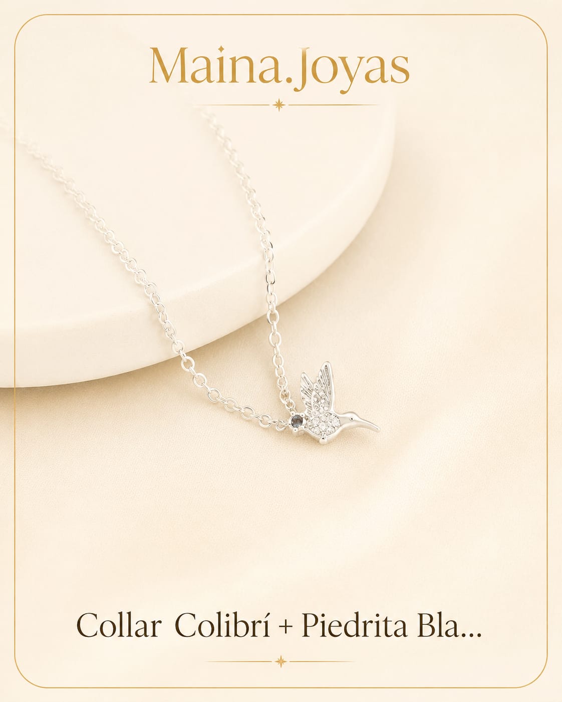Collar Colibrí + Piedrita Blanca 🤍