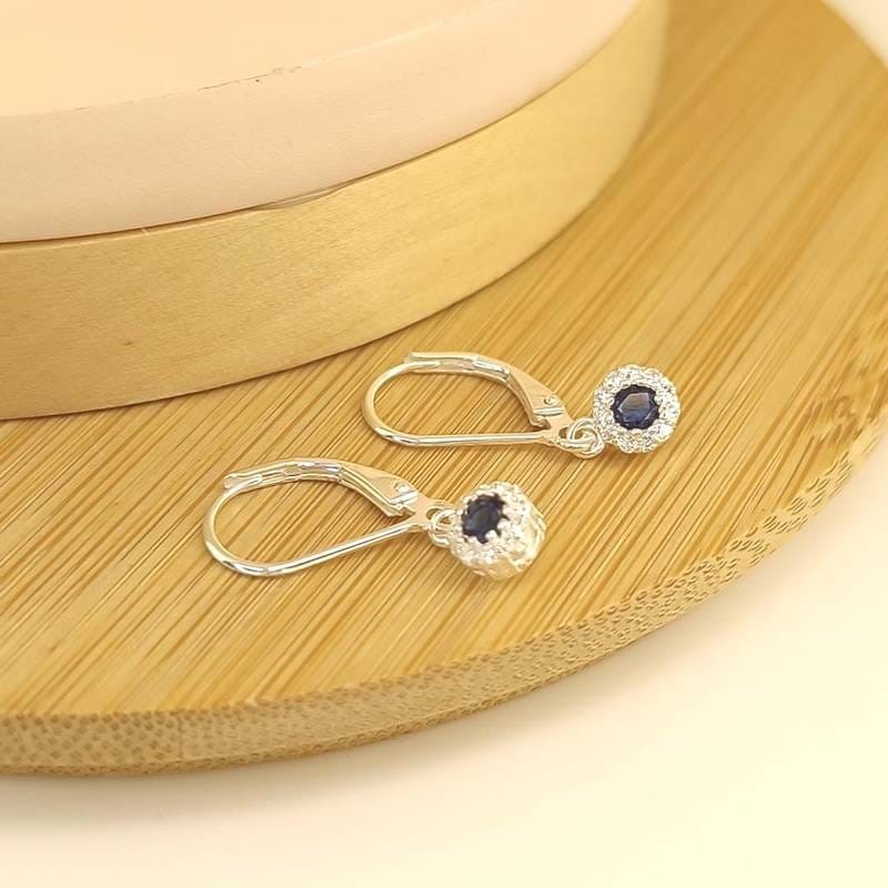 Aros Colgantes Fannie Mini Círculo 5 mm 🔵 Azul / Blanco
